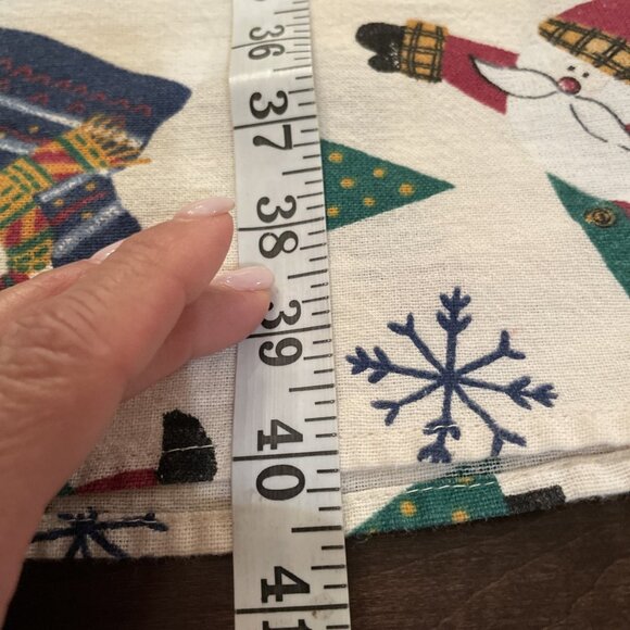 Vintage Christmas Holiday Tablecloth Rectangular 60X80" Snowman Santa Country - Picture 5 of 6